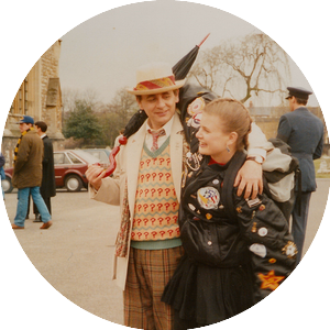 Image of Sylvester McCoy and Sophie Aldred on location for Remembrance of the Daleks